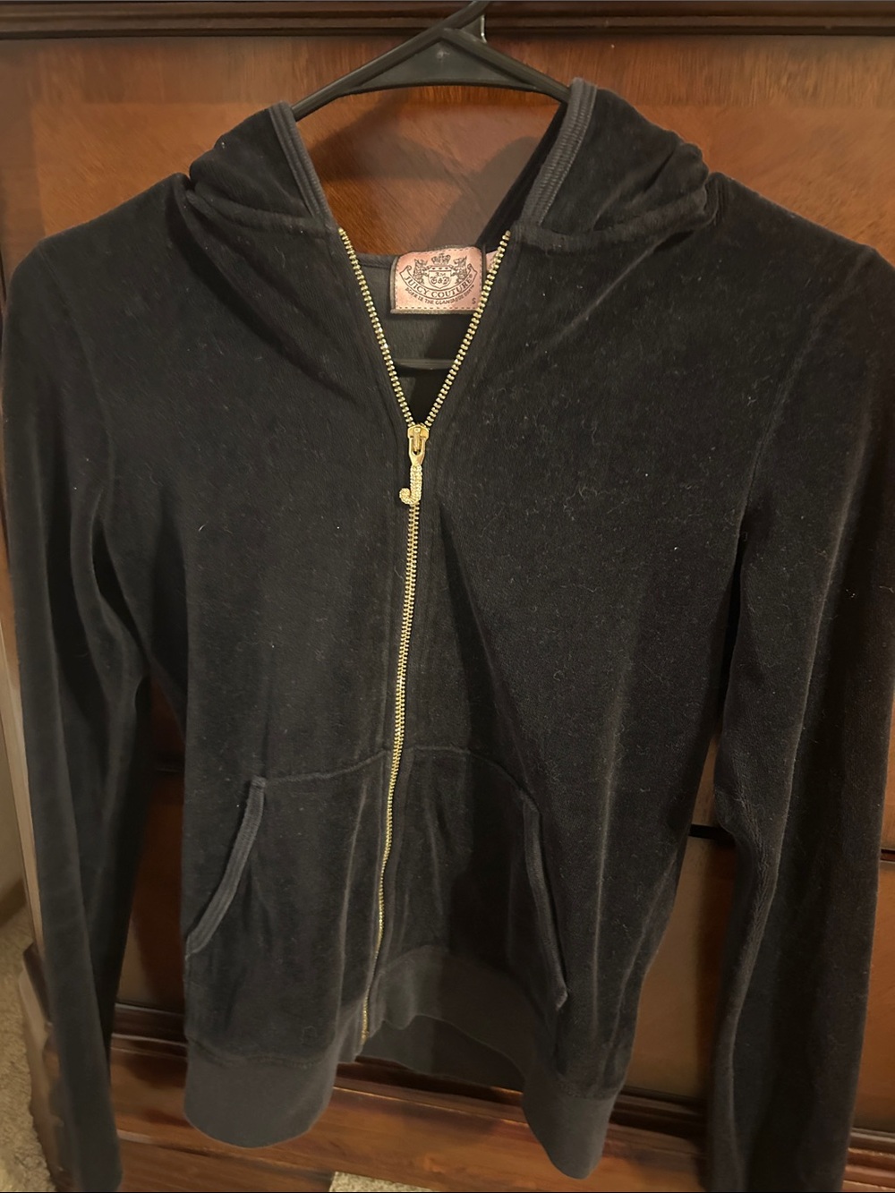 Black Velour Zip Hoodie - Juicy couture size small